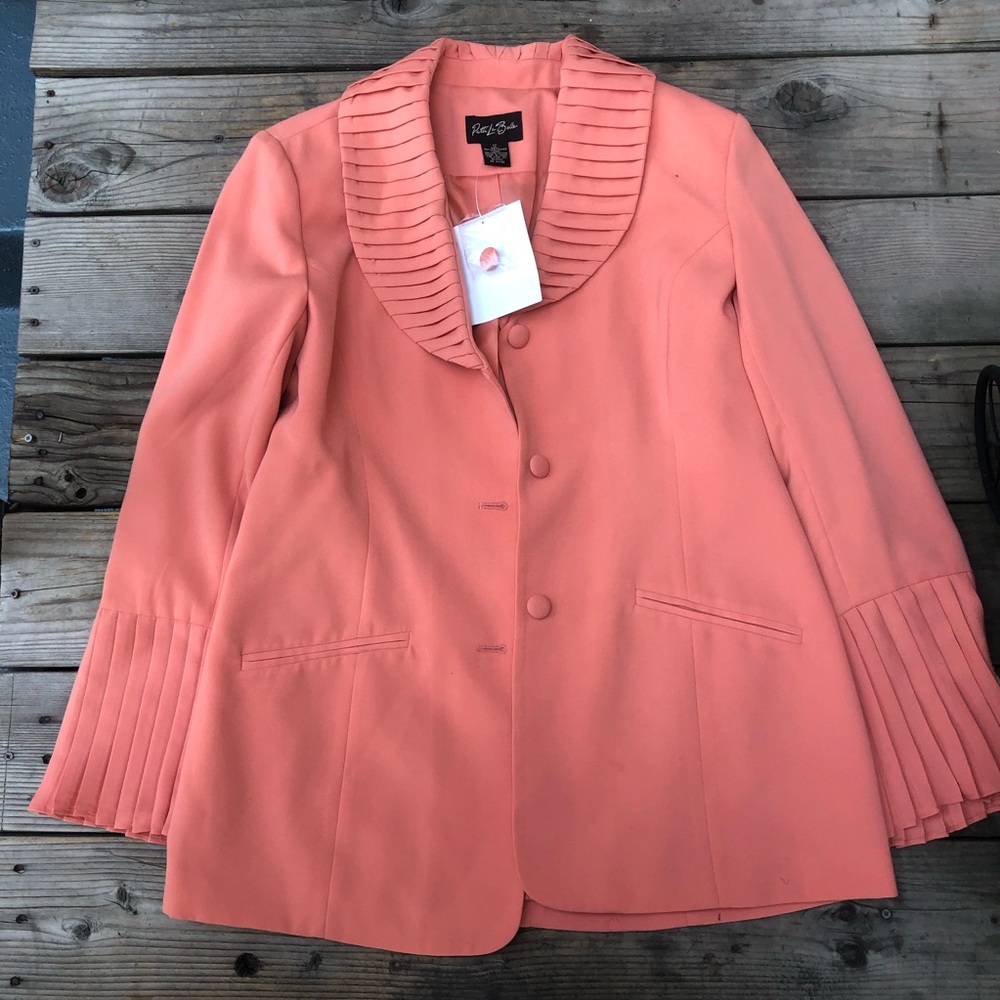 Pattie LaBelle Coral Pleated Flare Sleeve Blazer